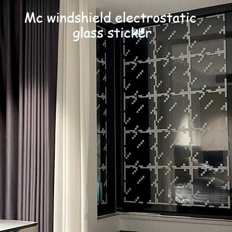 4/8/12/20pcs Pixel Style Glass Window Sticker Electrostatic Stickers Home Window Decoration Festival Dress Up Diy Gift
