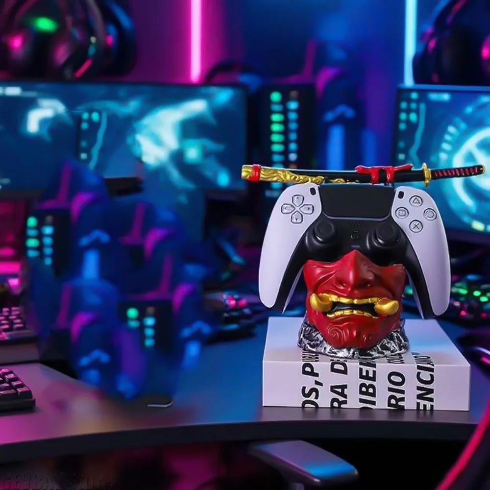 Creative Ghost Warrior Statue Desktop Game Controllers Game Console Handle Holder Phone Tablet Bracket for PS5/PS4/XBOX