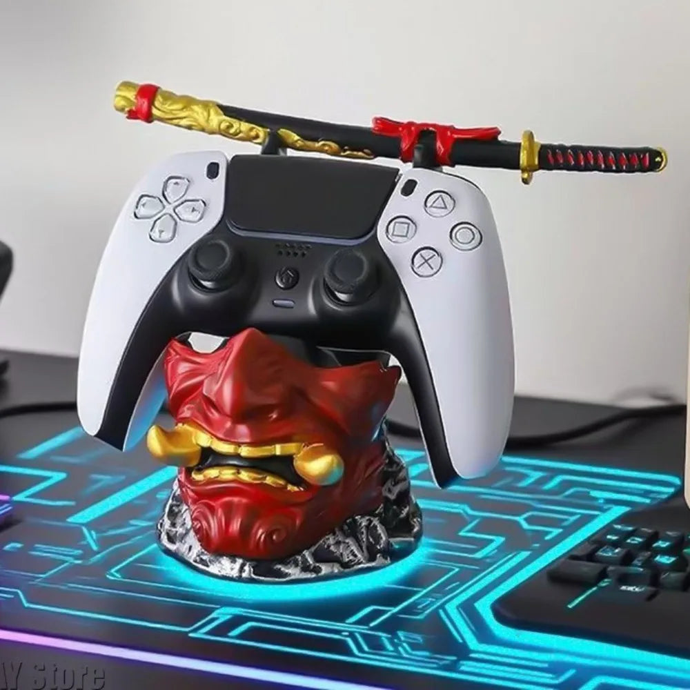 Creative Ghost Warrior Statue Desktop Game Controllers Game Console Handle Holder Phone Tablet Bracket for PS5/PS4/XBOX