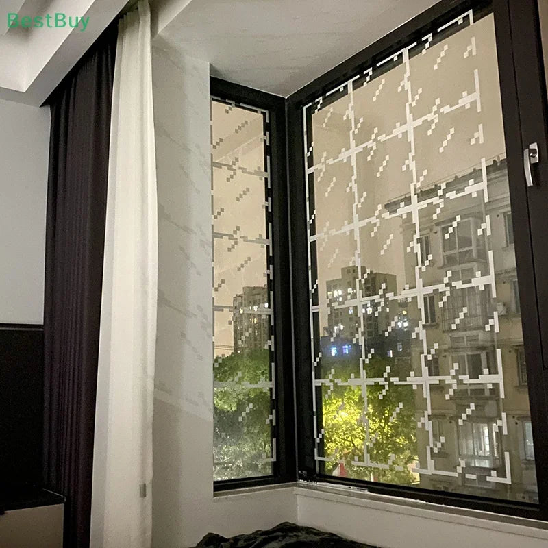 4/8/12/20pcs Pixel Style Glass Window Sticker Electrostatic Stickers Home Window Decoration Festival Dress Up Diy Gift