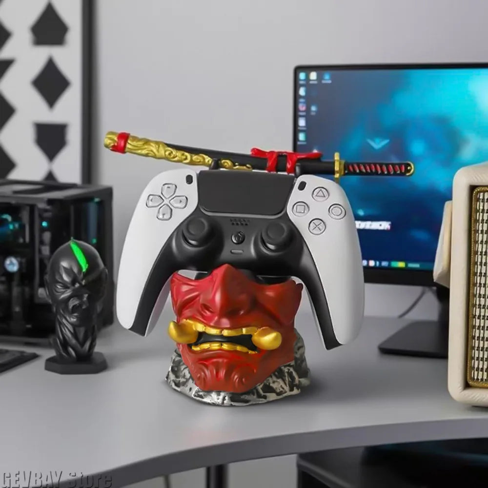 Creative Ghost Warrior Statue Desktop Game Controllers Game Console Handle Holder Phone Tablet Bracket for PS5/PS4/XBOX