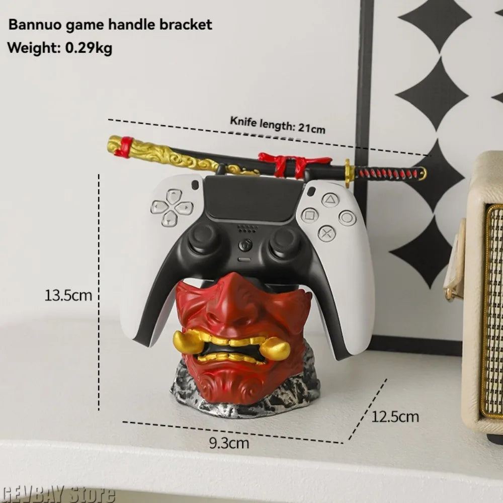 Creative Ghost Warrior Statue Desktop Game Controllers Game Console Handle Holder Phone Tablet Bracket for PS5/PS4/XBOX
