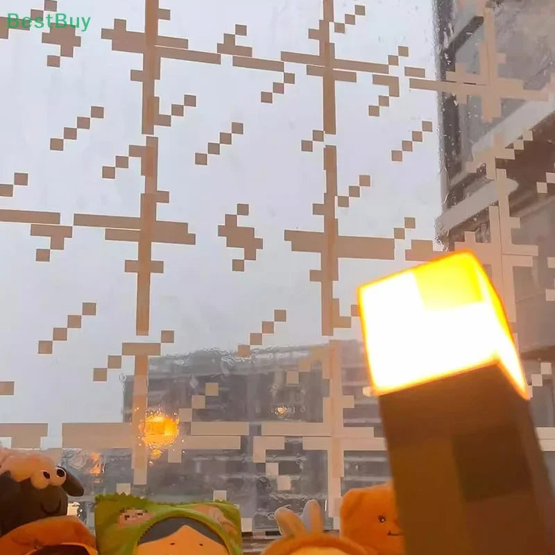 4/8/12/20pcs Pixel Style Glass Window Sticker Electrostatic Stickers Home Window Decoration Festival Dress Up Diy Gift